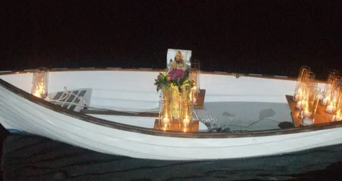 Viking boat half sunk